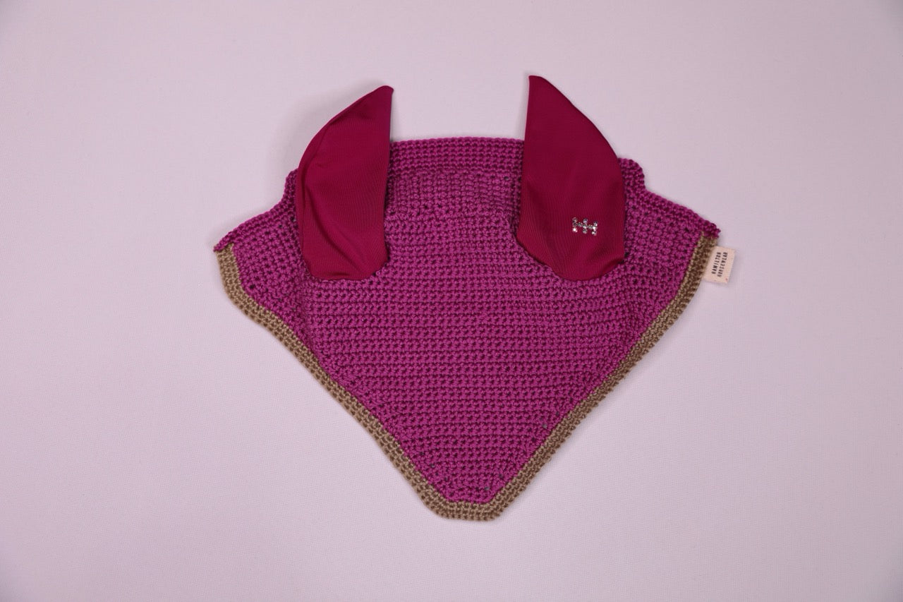 Berry Horse Bonnet - Handmade crochet gold trim with Swarovski crystals.