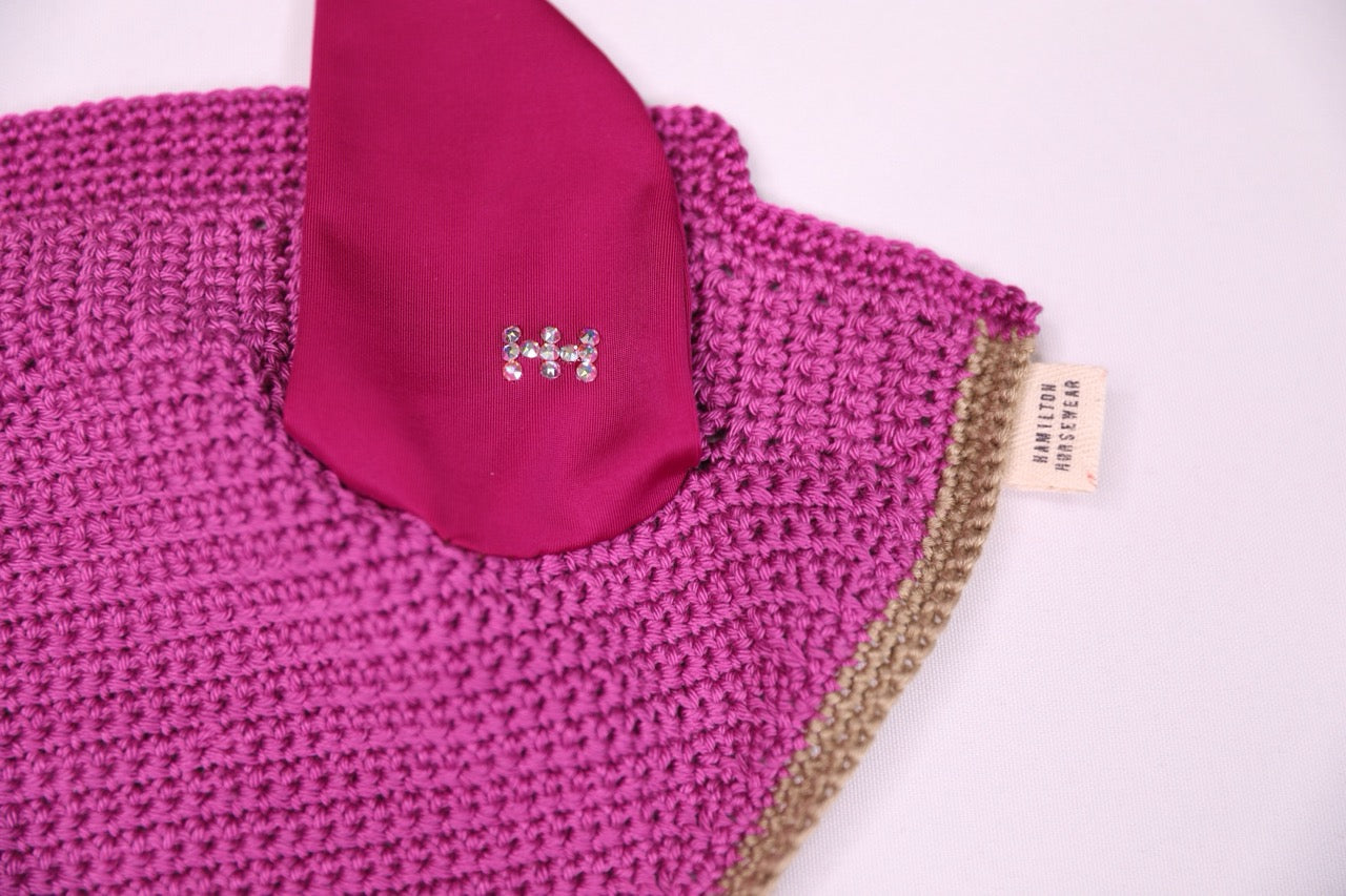 Berry Horse Bonnet - Handmade crochet gold trim with Swarovski crystals.