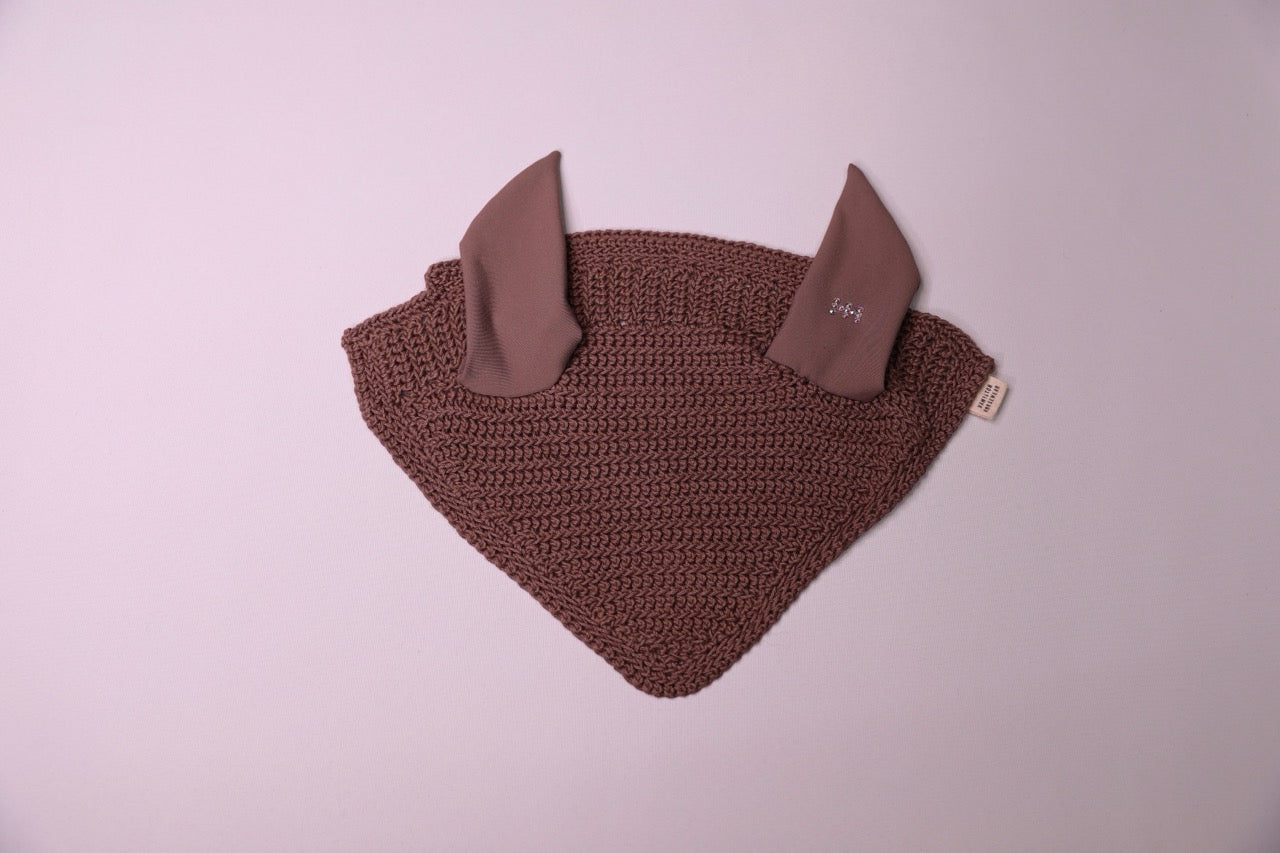 Espresso Horse Bonnet - Handmade crochet with Swarovski crystals.
