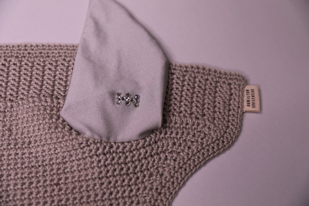 Silver Series Horse Bonnet - Handmade crochet with Swarovski crystals.