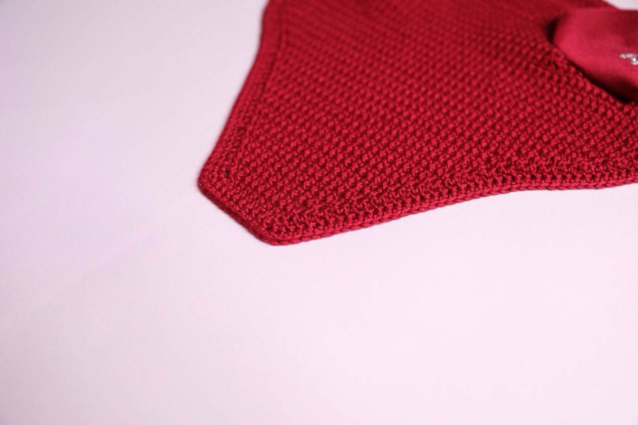 Burgundy Horse Bonnet Square with Swarovski Crystals.
