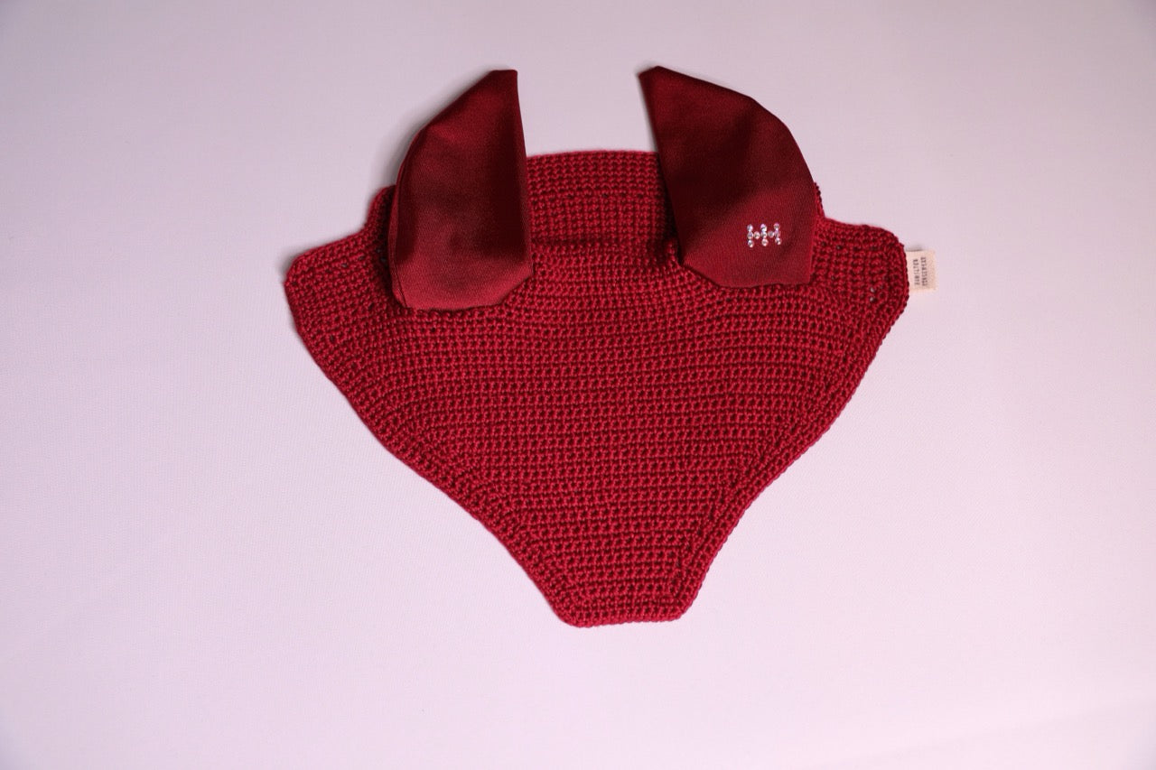 Burgundy Horse Bonnet Square with Swarovski Crystals.