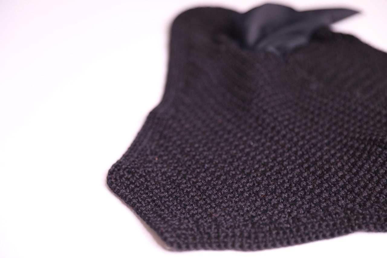 Black Horse Bonnet - Handmade crochet with Swarovski crystals.