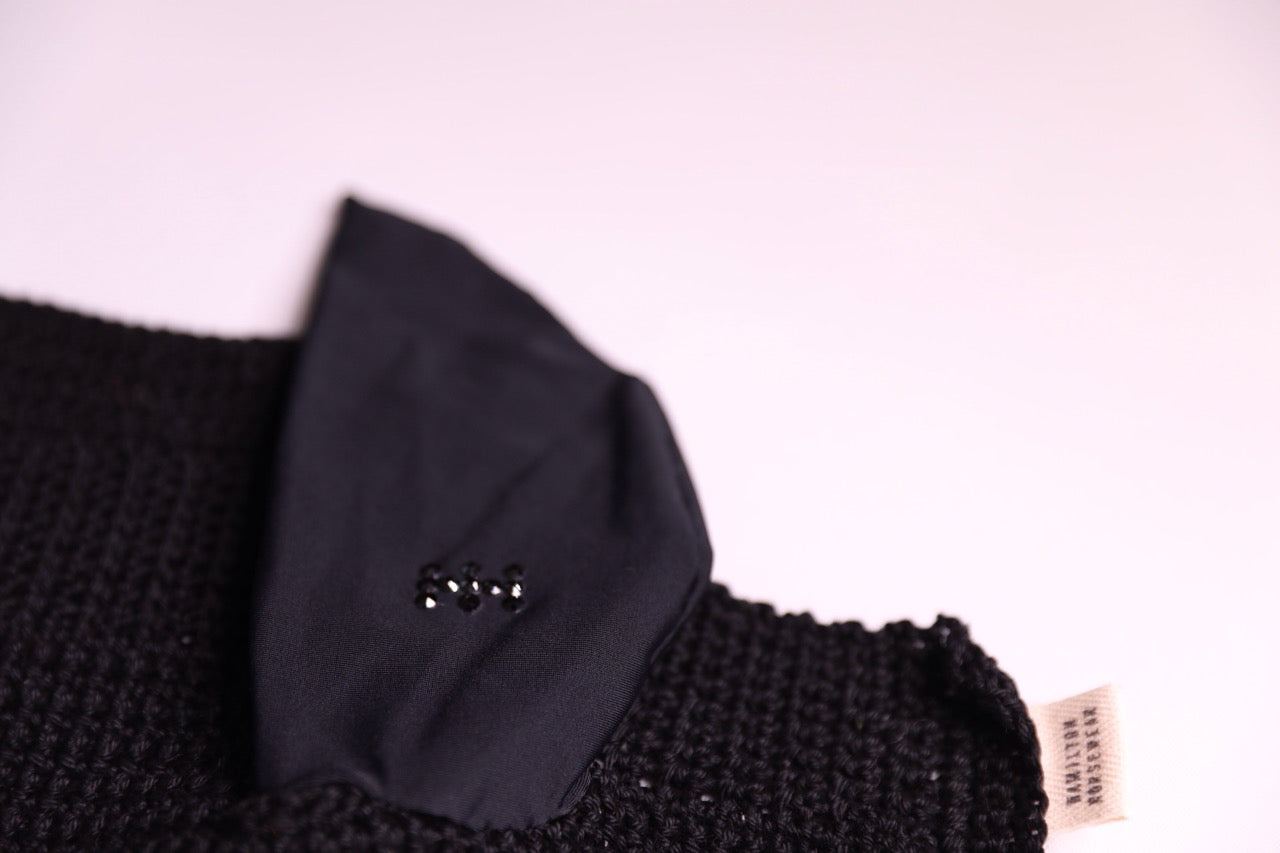 Black Horse Bonnet - Handmade crochet with Swarovski crystals.