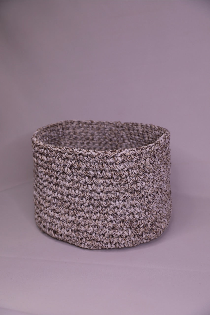 Stone Grey Handmade Crochet Basket 100% polypropylene