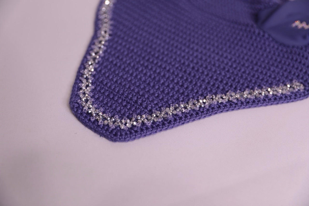Periwinkle Horse Bonnet with Swarovski crystals and hand beadwork with crystals.