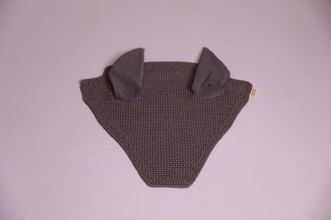 Charcoal Horse Bonnet - Handmade crochet with Swarovski crystals.