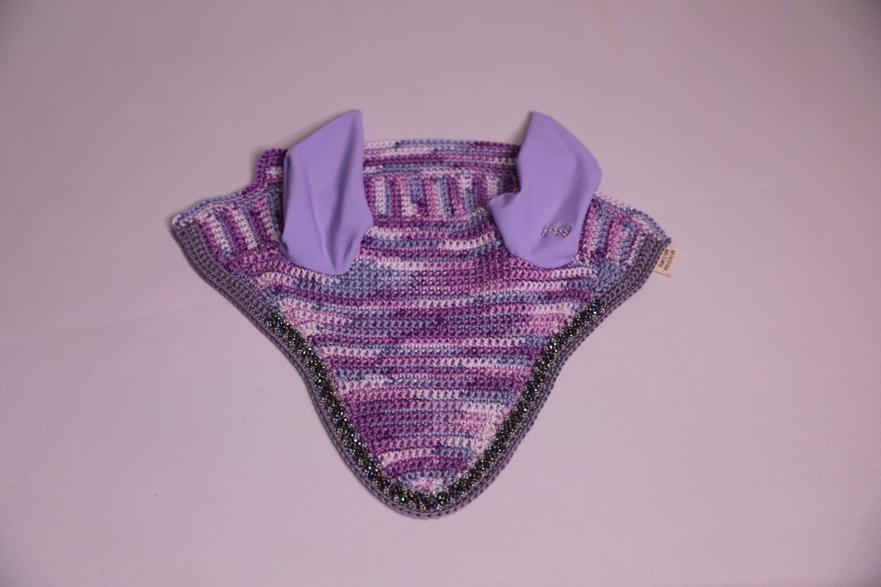 Unicorn Purple Horse Bonnet purple trim Swarovski crystals and hand beadwork with crystals.