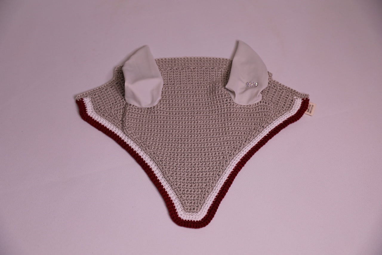 Varsity Edition Silver Horse Bonnet white and burgundy trim with Swarovski crystals.