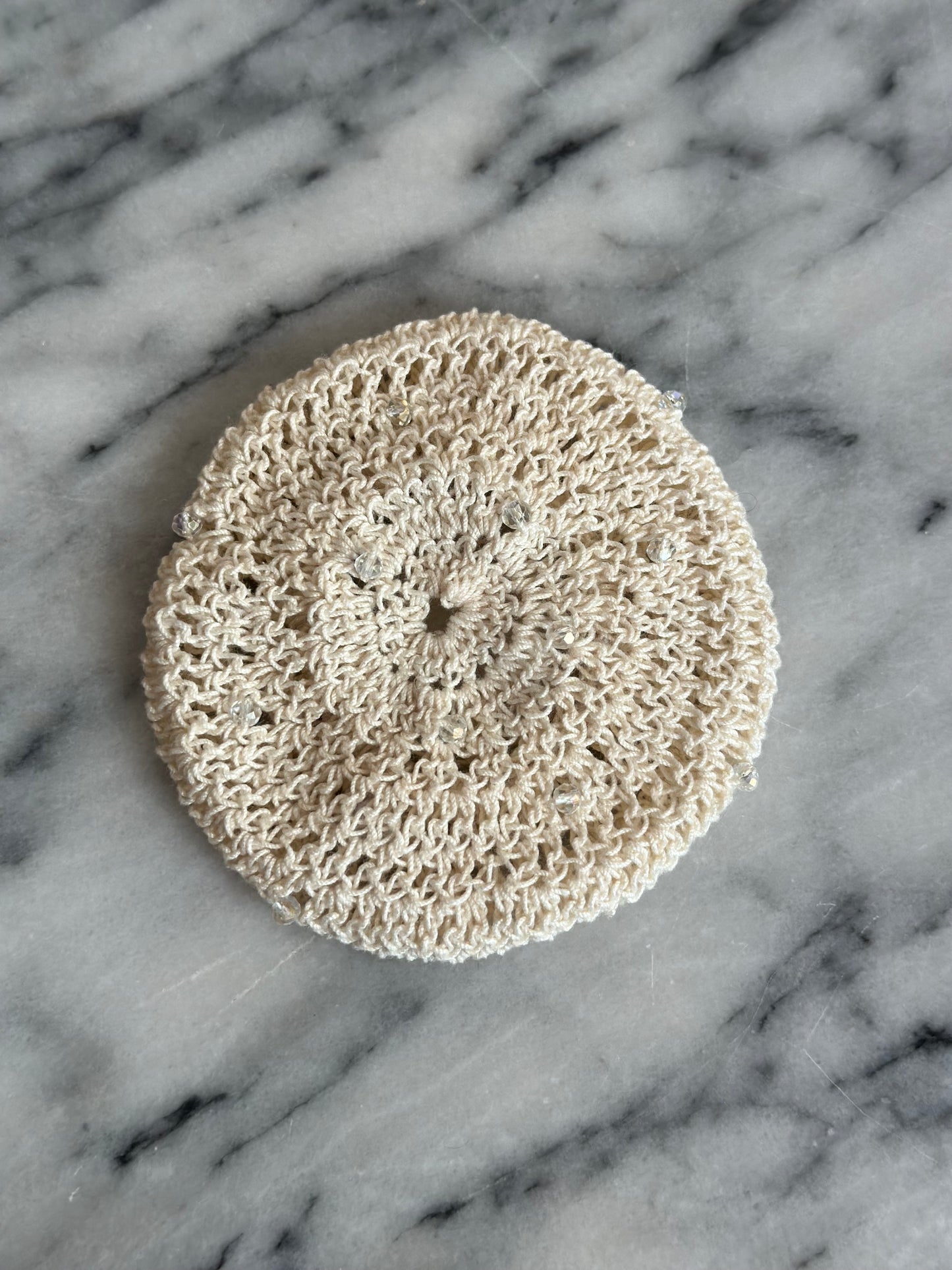 Hair Bun Covers With Crystals Hand Crocheted Handmade in Canada
