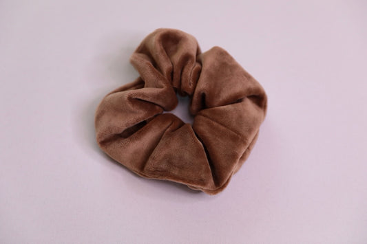 Teddy Bear Brown Velvet Scrunchie Handmade In Canada