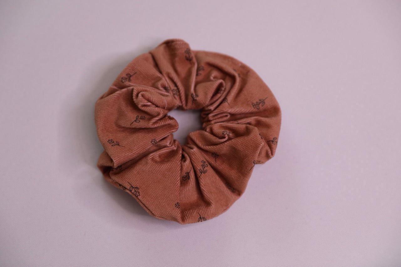 Floral Corduroy Scrunchie Handmade In Canada