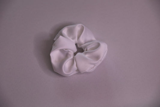 White Satin Scrunchie Handmade In Canada