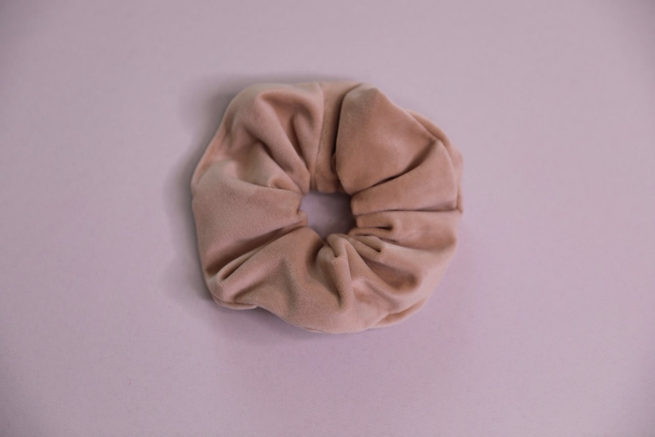 Beige Velvet Scrunchie Handmade In Canada