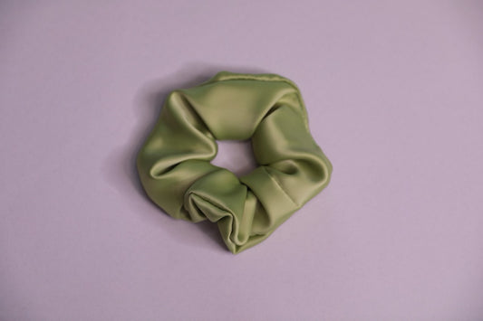 Pastel Green Satin Scrunchie Handmade In Canada