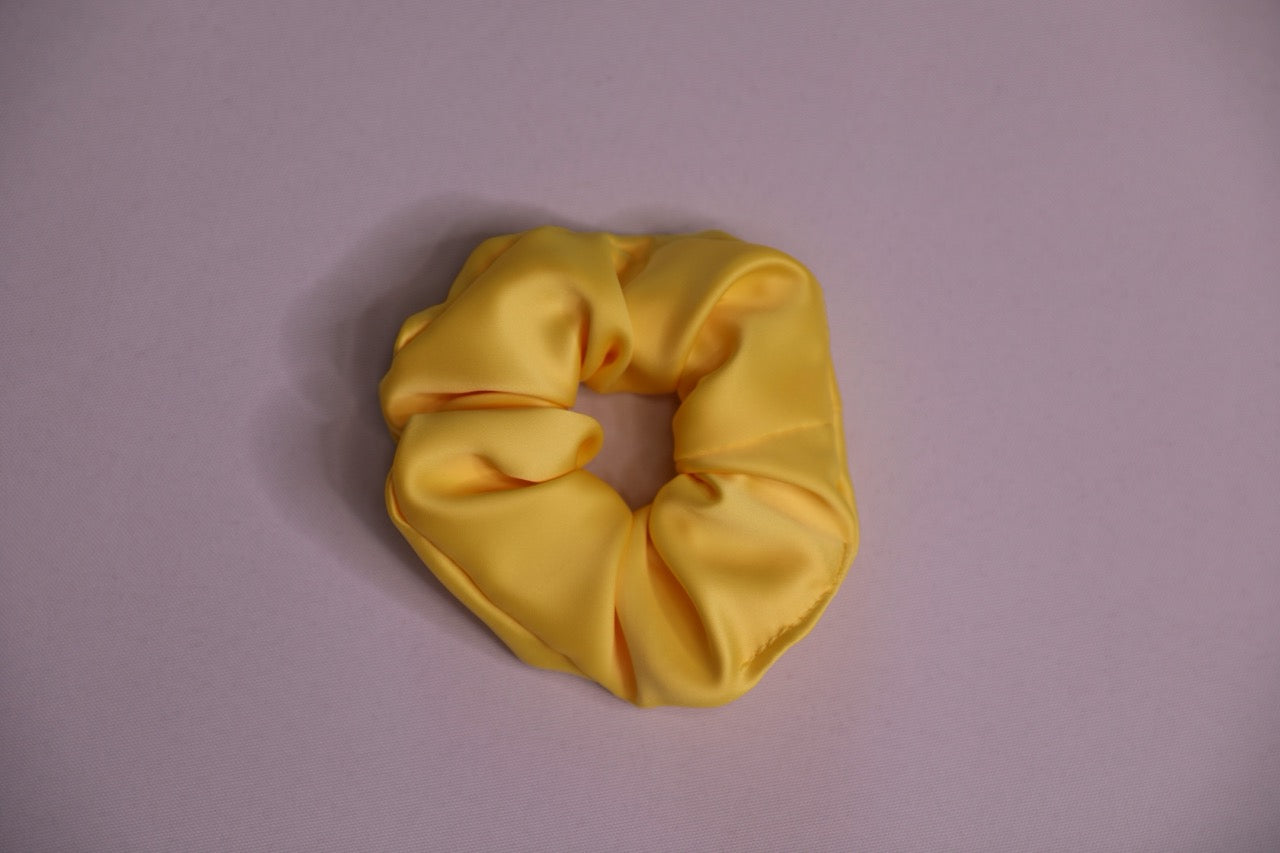 Yellow Satin Scrunchie Handmade In Canada 