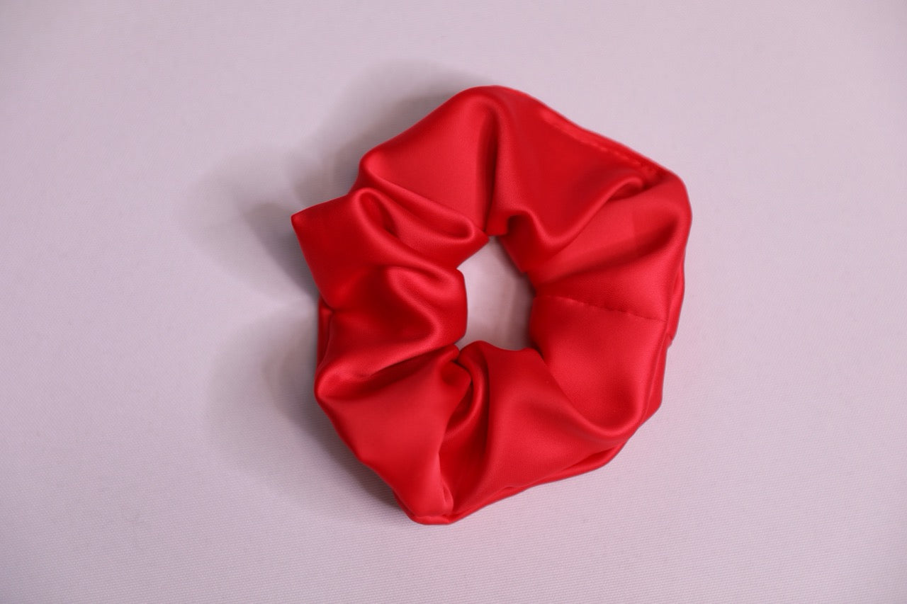 Red Satin Scrunchie Handmade In Canada