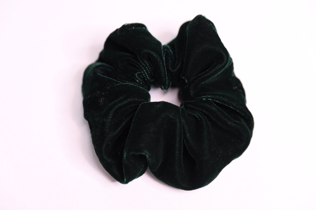 Royal Green Velvet Scrunchie Handmade In Canada