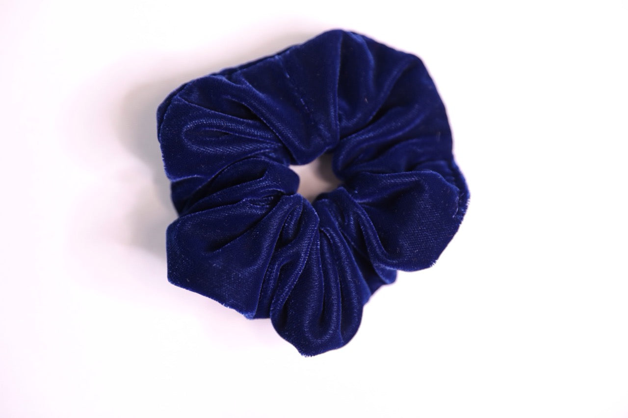 Royal Blue Velvet Scrunchie Handmade In Canada