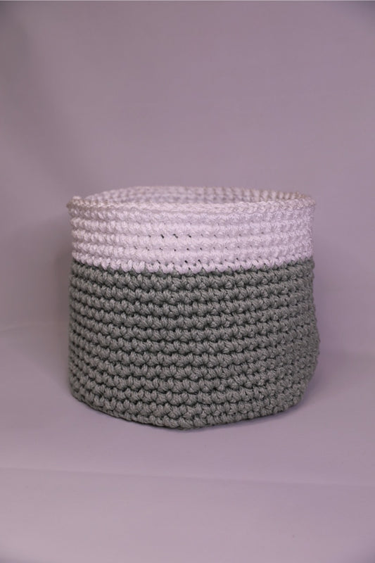 Mint and White Handmade Crochet Basket 100% Polypropylene