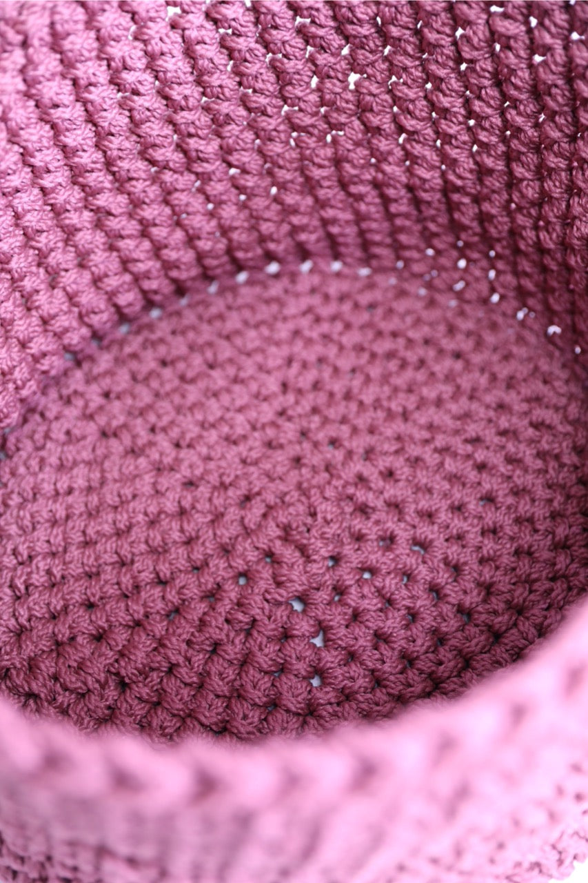 Dusty Rose Handmade Crochet Basket 100% Polypropylene