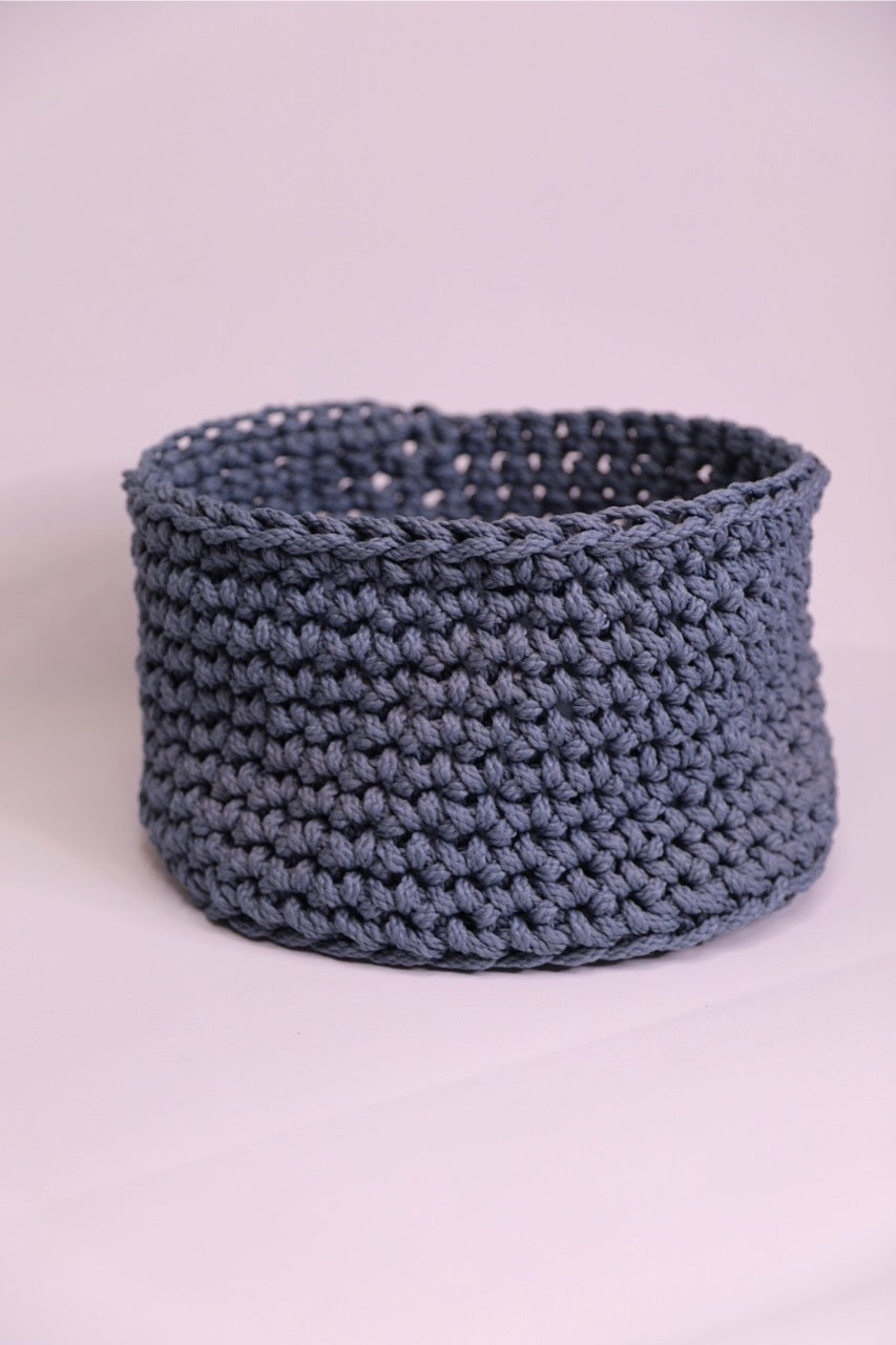 Seal Blue Handmade Crochet Basket 100% polypropylene