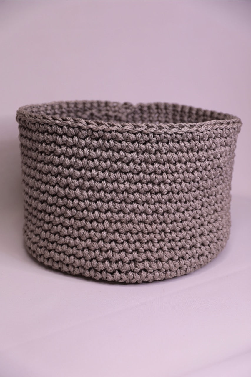 Grey Handmade Crochet Basket 100% Polypropylene