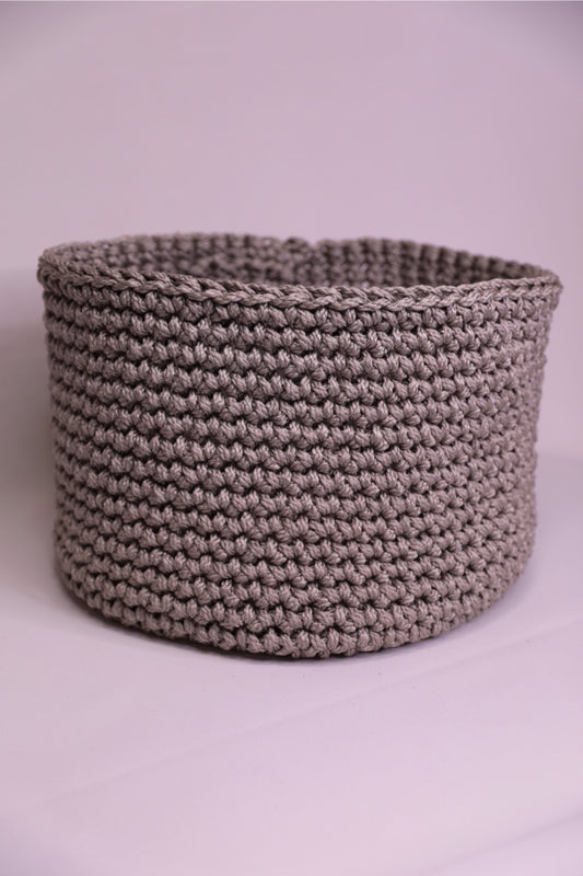 Grey Handmade Crochet Basket 100% Polypropylene