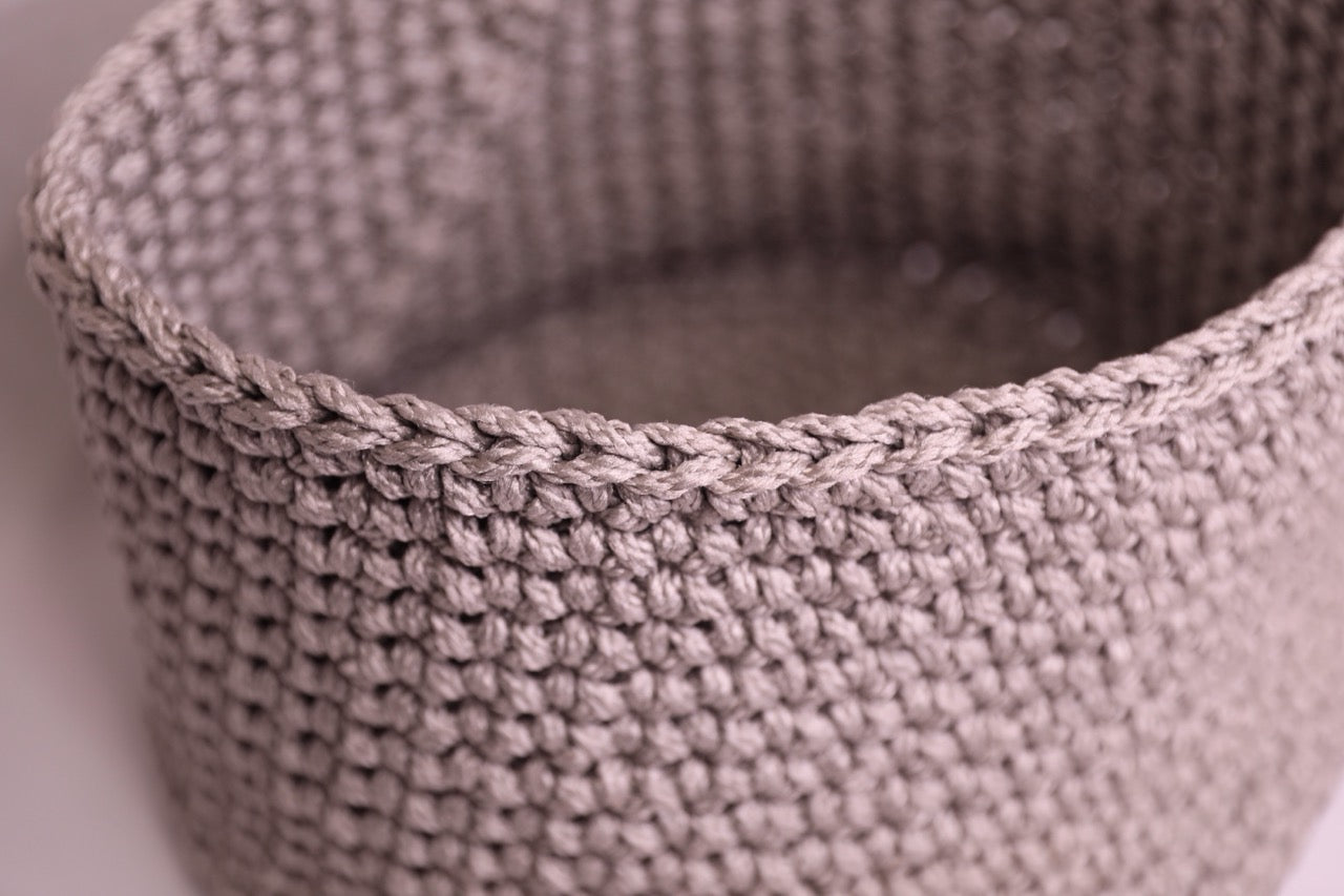 Grey Handmade Crochet Basket 100% Polypropylene