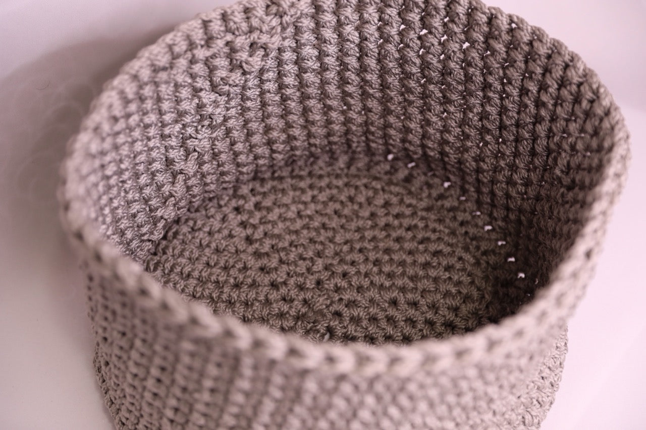 Grey Handmade Crochet Basket 100% Polypropylene