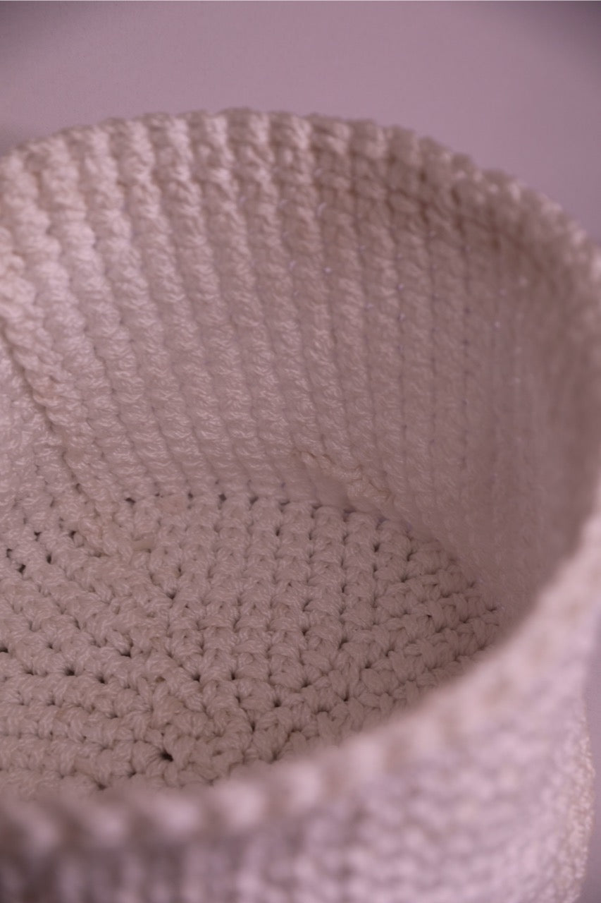 White Handmade Crochet Basket 100% polypropylene