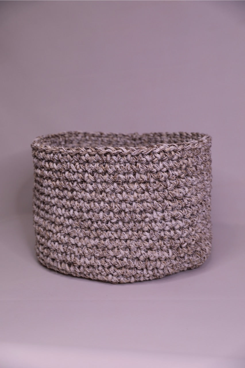 Stone Grey Handmade Crochet Basket 100% polypropylene