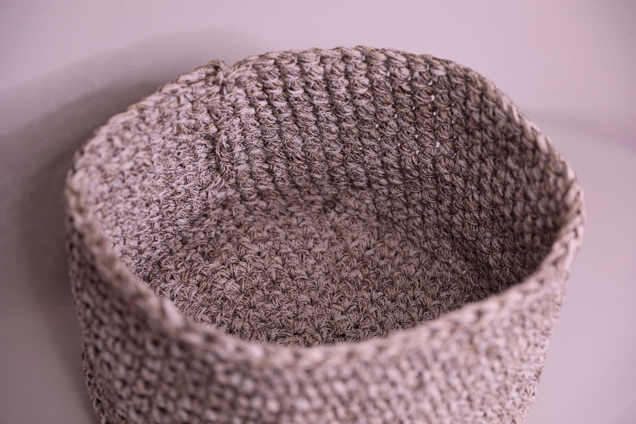 Stone Grey Handmade Crochet Basket 100% polypropylene