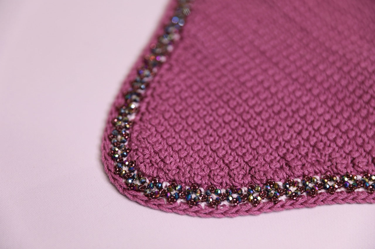 Wildberry Horse Bonnet - Handmade crochet white and wildberry trim with Swarovski crystals and hand beadwork with crystals.